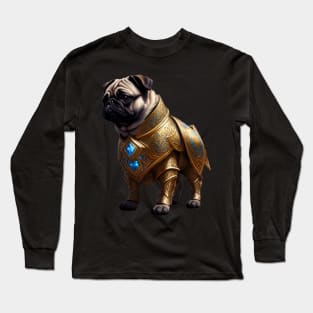 Mighty Pug in Heavy Mythical Armor with Power Source Long Sleeve T-Shirt